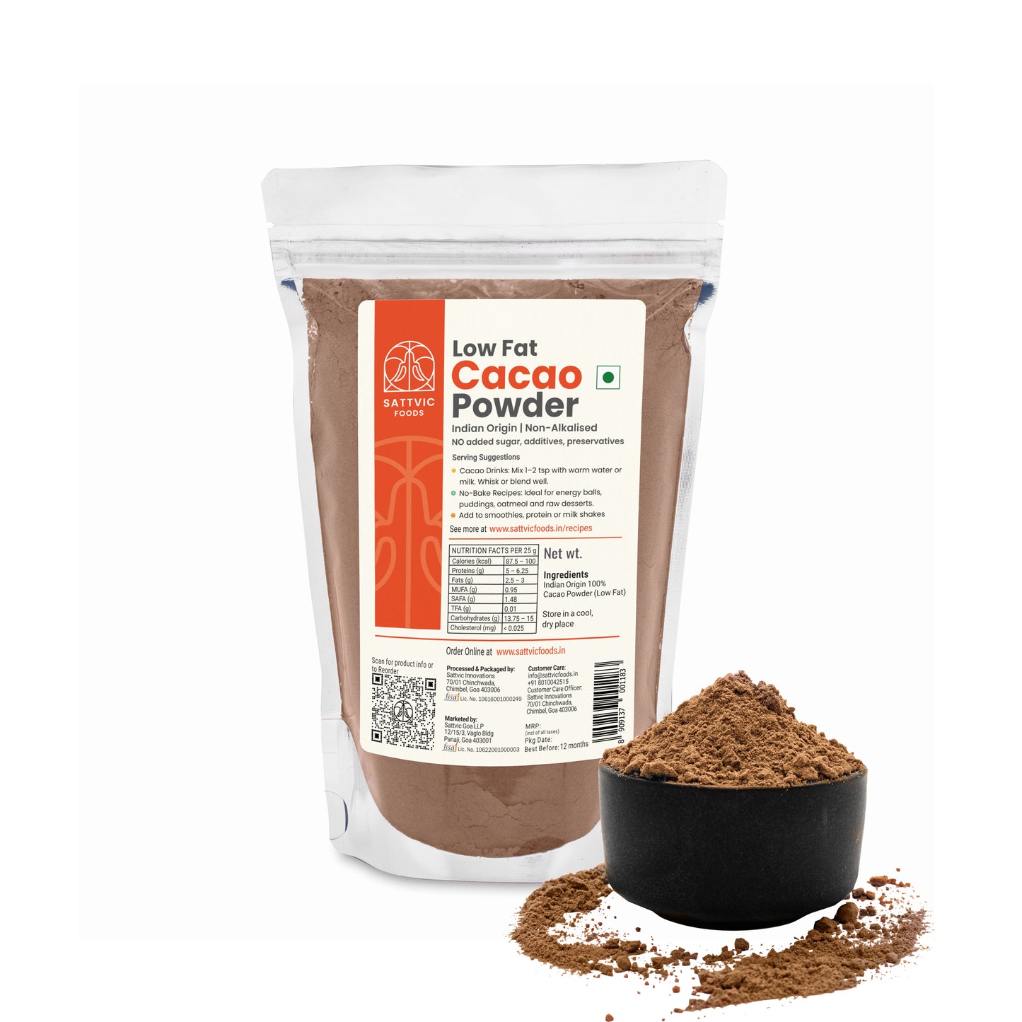 Cacao Powder (Low Fat) | Indian Origin & Non-Alkalized