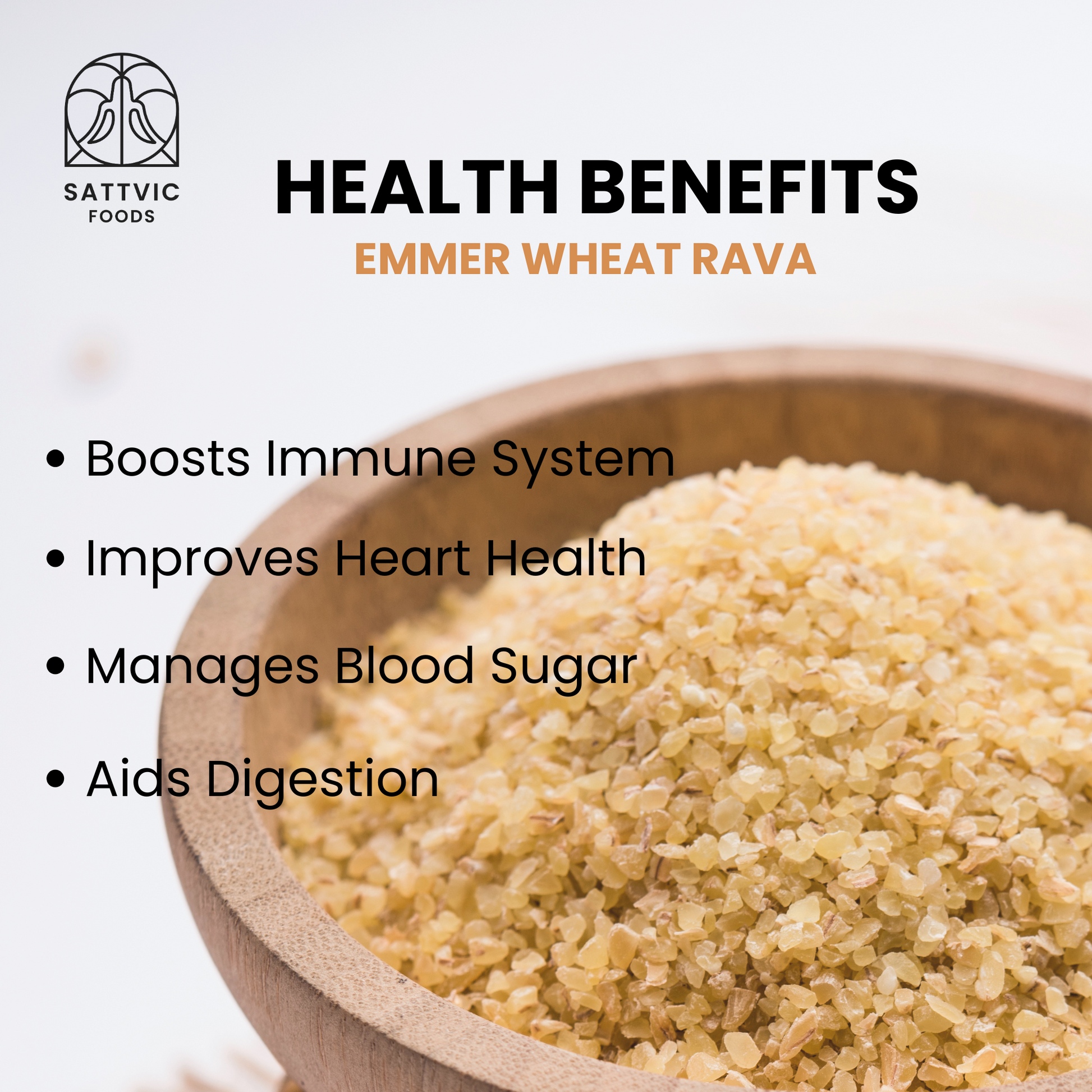 A bowl of Khapli rava and its health benefits