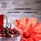 Fresh hibiscus flowers and a bowl of dried hibiscus flowers sourced from Kashmir, low in calories and caffeine-free.