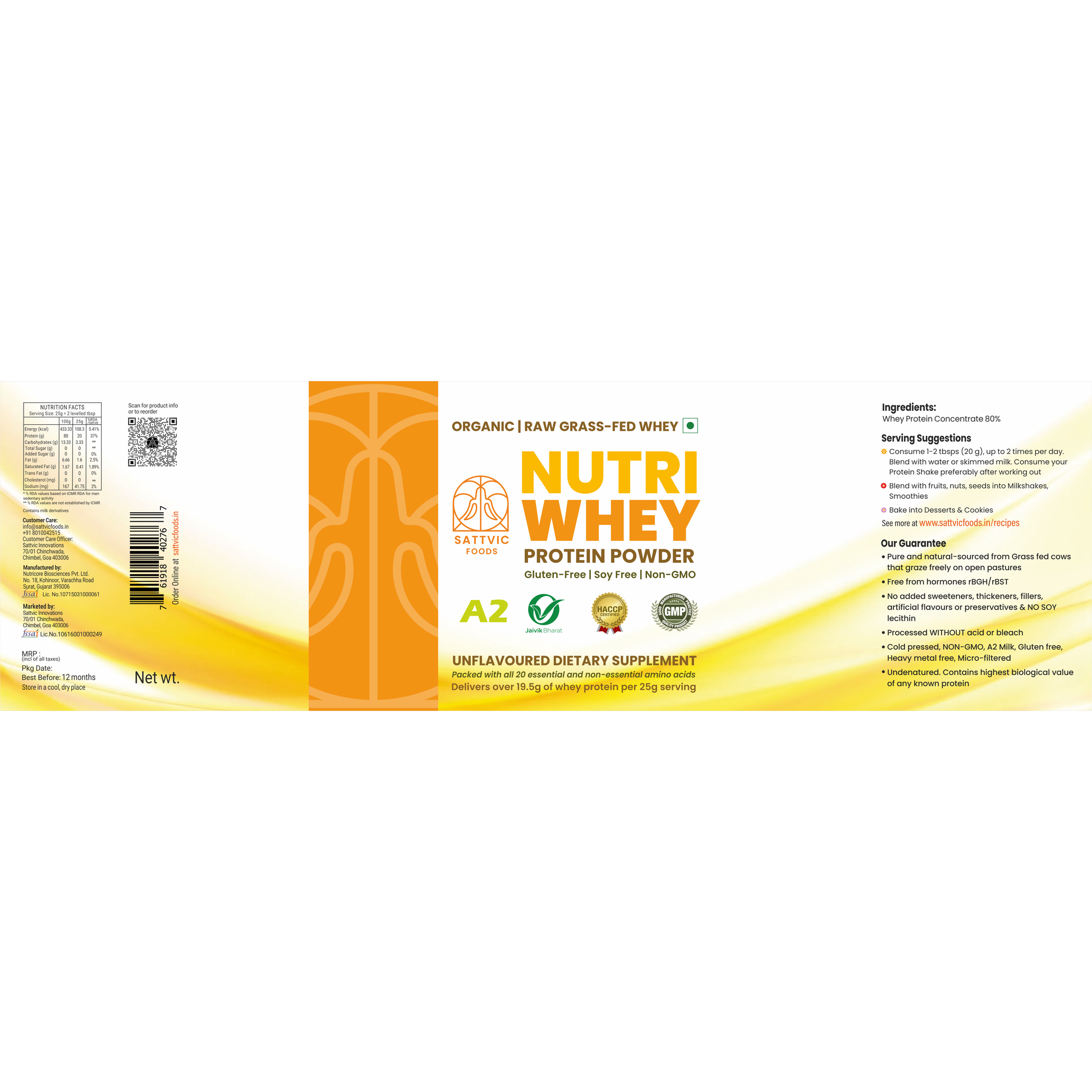 Organic A2 Whey Protein Concentrate 80%