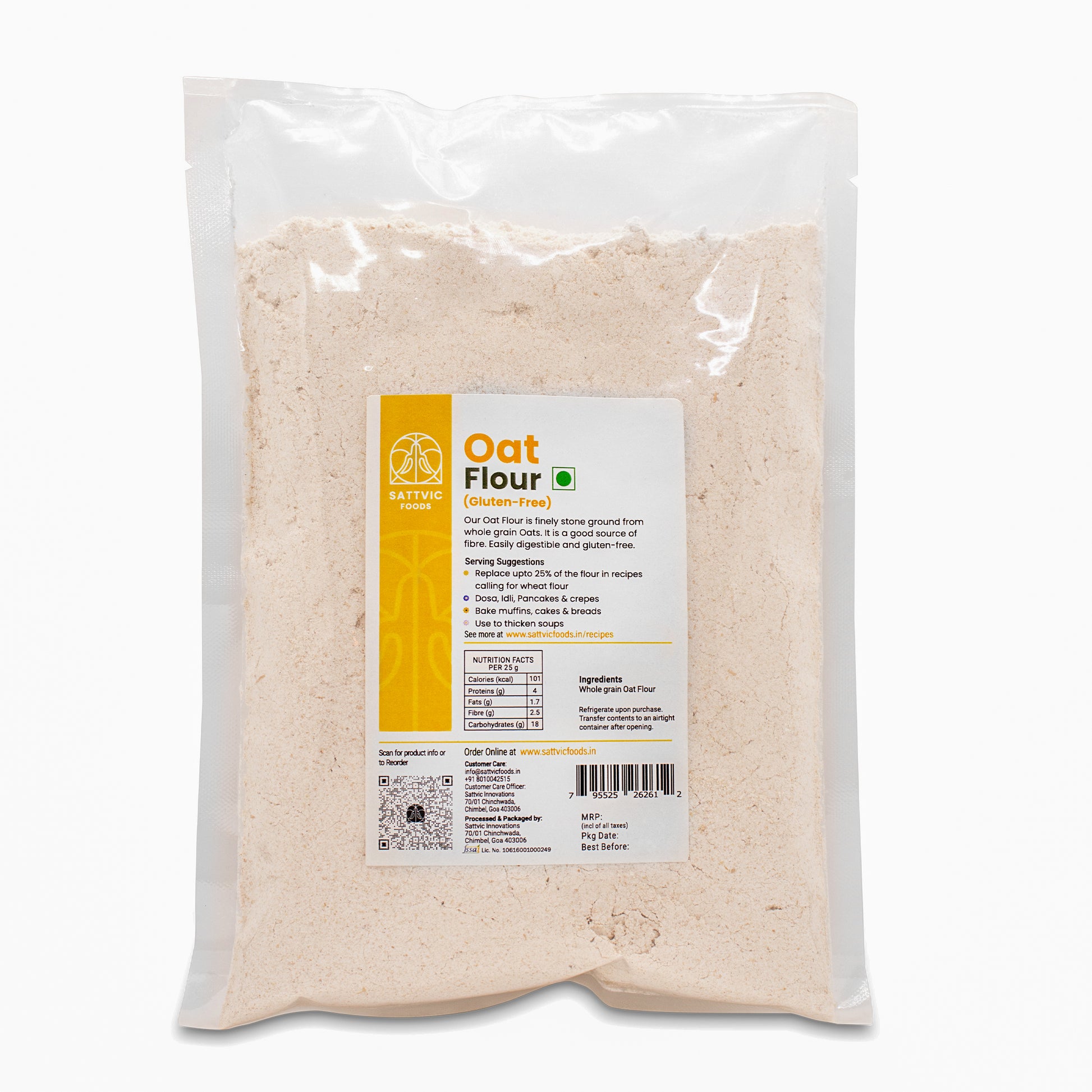 A packet of sattvic foods oat flour