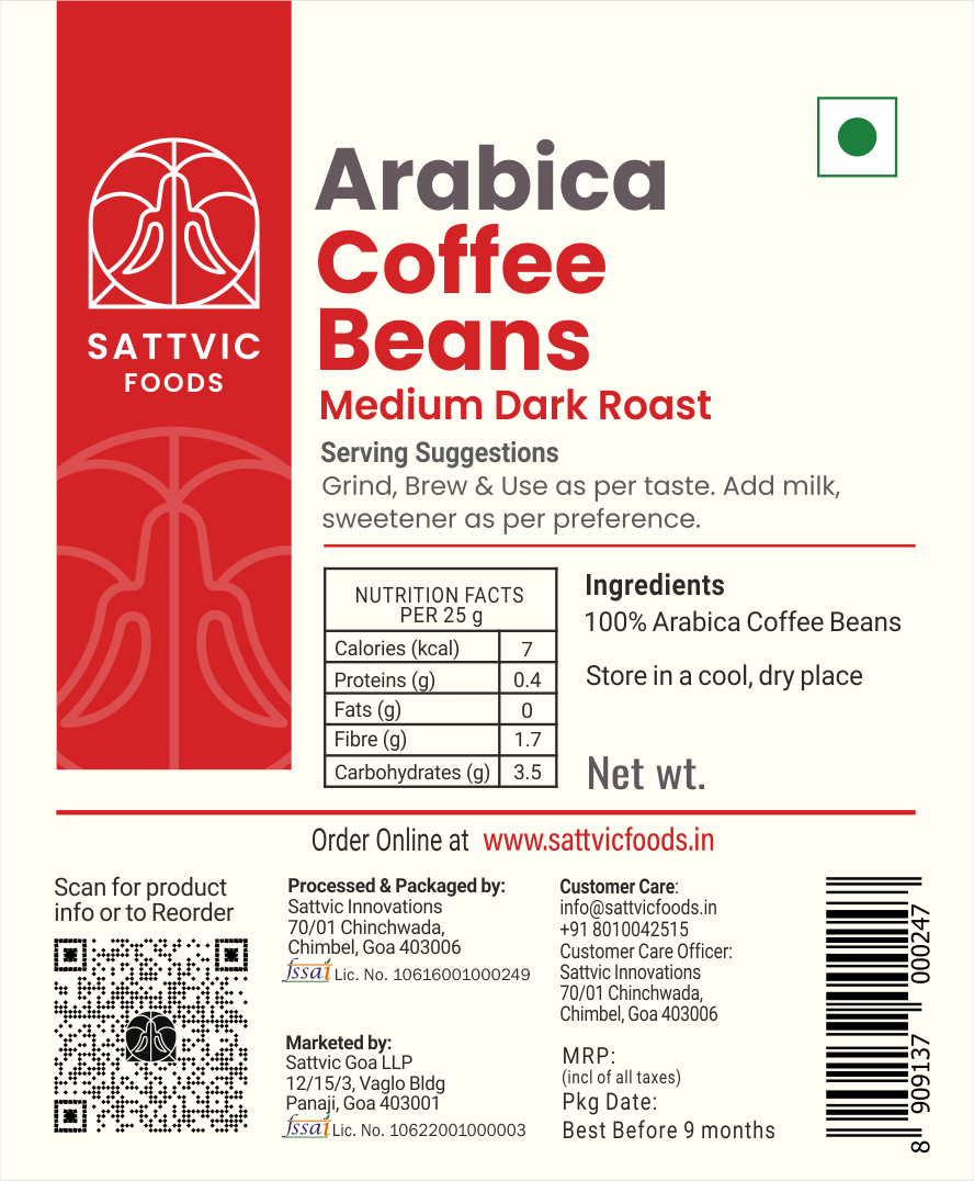 Organic Arabica Coffee Beans | Medium Dark Roast
