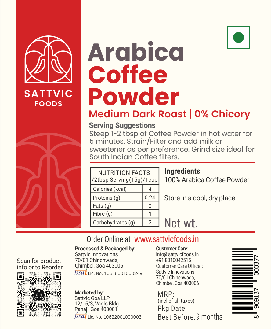 Arabica Organic Coffee Powder | Medium Dark Roast