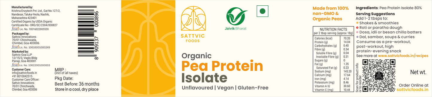Pea Protein Isolate | Organic, Vegan & Lactose-Free