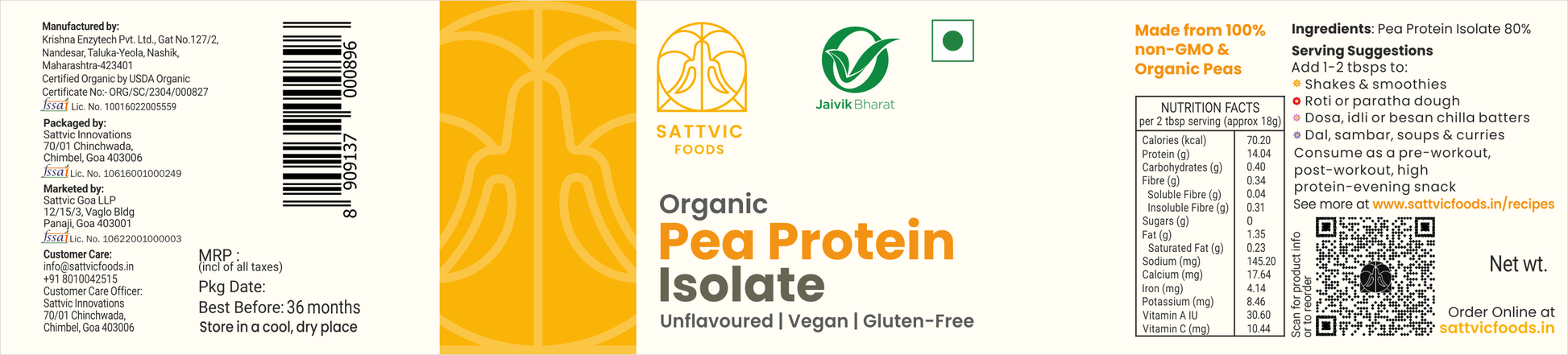 Pea Protein Isolate | Organic, Vegan & Lactose-Free