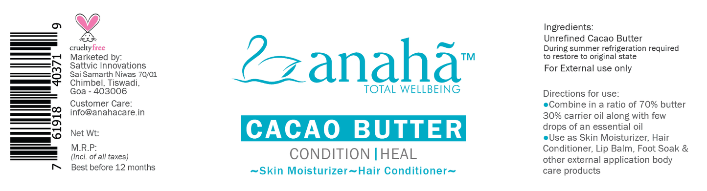 Raw Cacao Butter-Label-Anaha