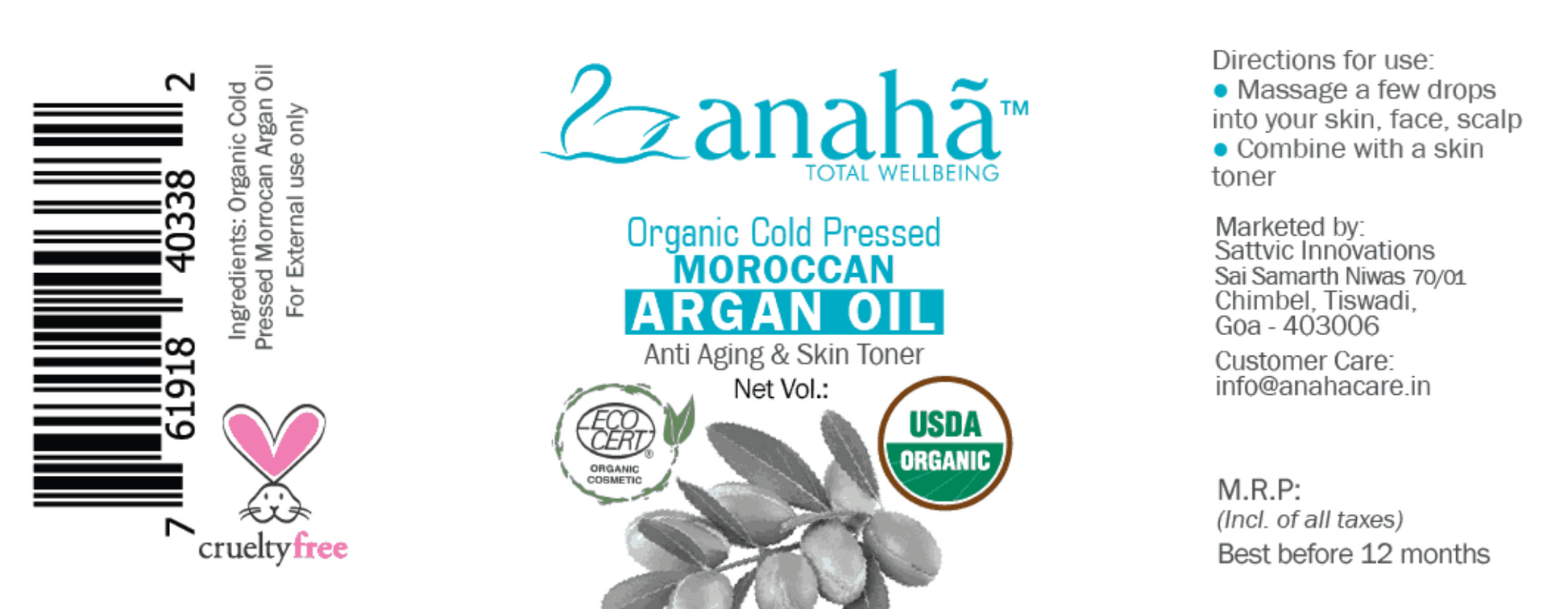 Anaha Argan Oil-Label