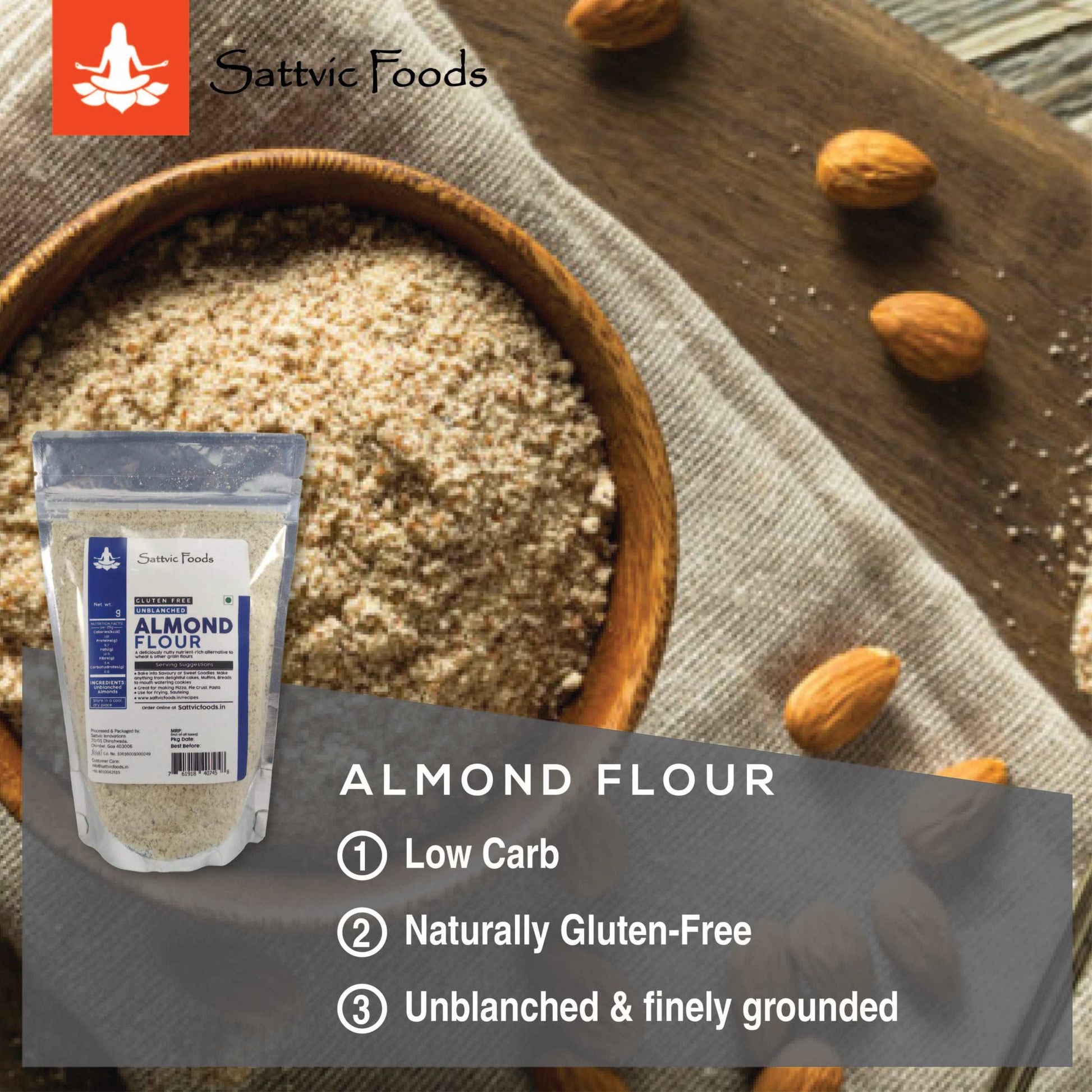 Unblanched Almond Flour Sattvic Foods