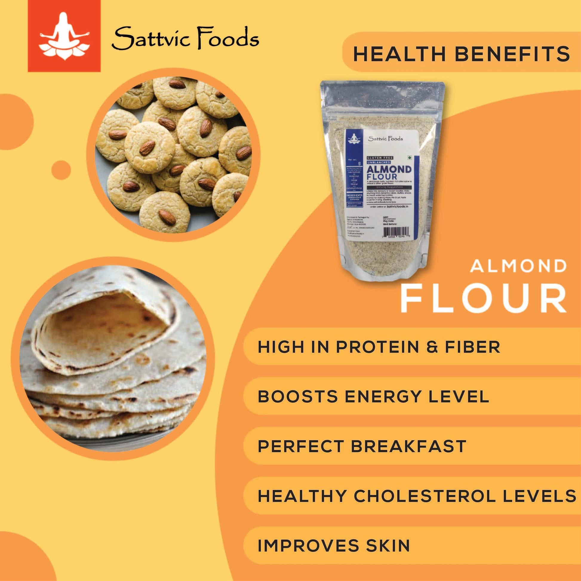 Unblanched Almond Flour Sattvic Foods