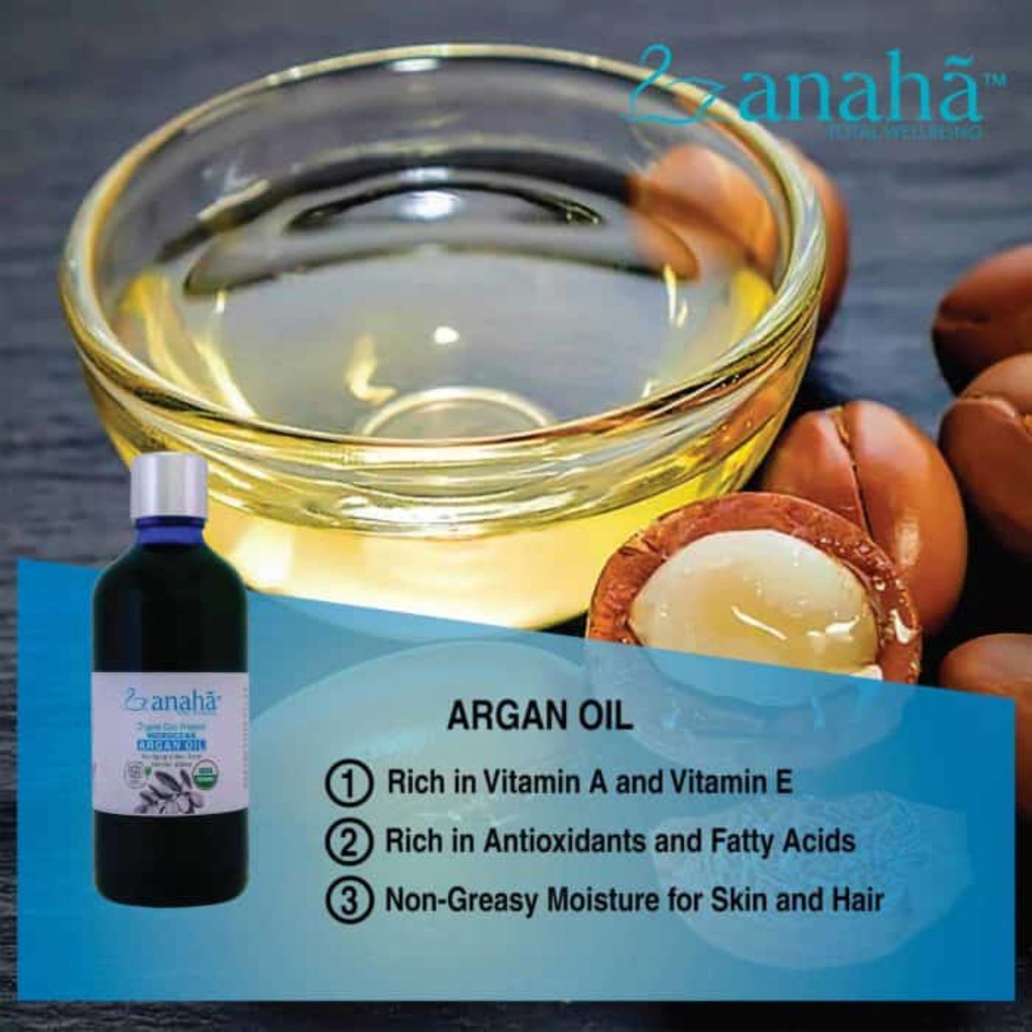 Argan Oil - Cold Pressed Organic Moroccan (Anti Aging & Skin toner) Anaha