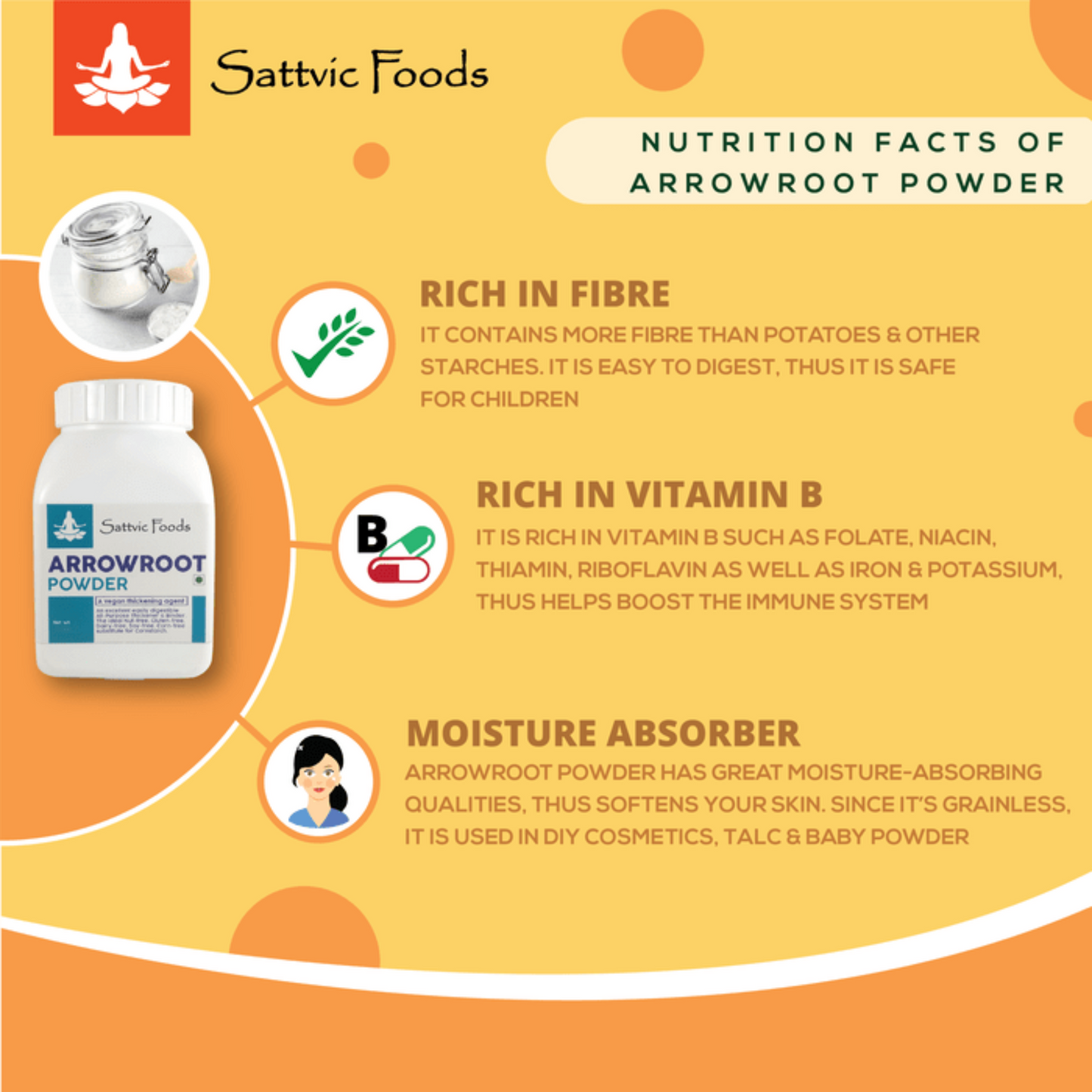 Arrowroot Powder (Gluten-Free / Vegan Thickening) Sattvic Foods