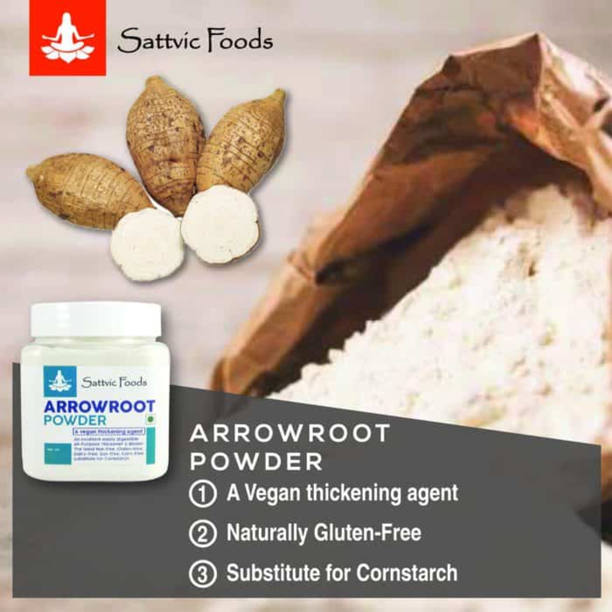 Arrowroot Powder (Gluten-Free / Vegan Thickening) Sattvic Foods