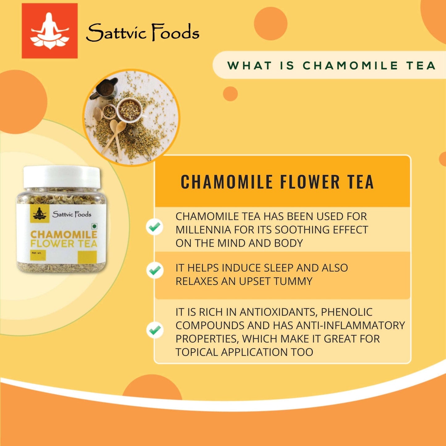 Chamomile Flowers - Herbal Tea (Kashmir) Sattvic Foods