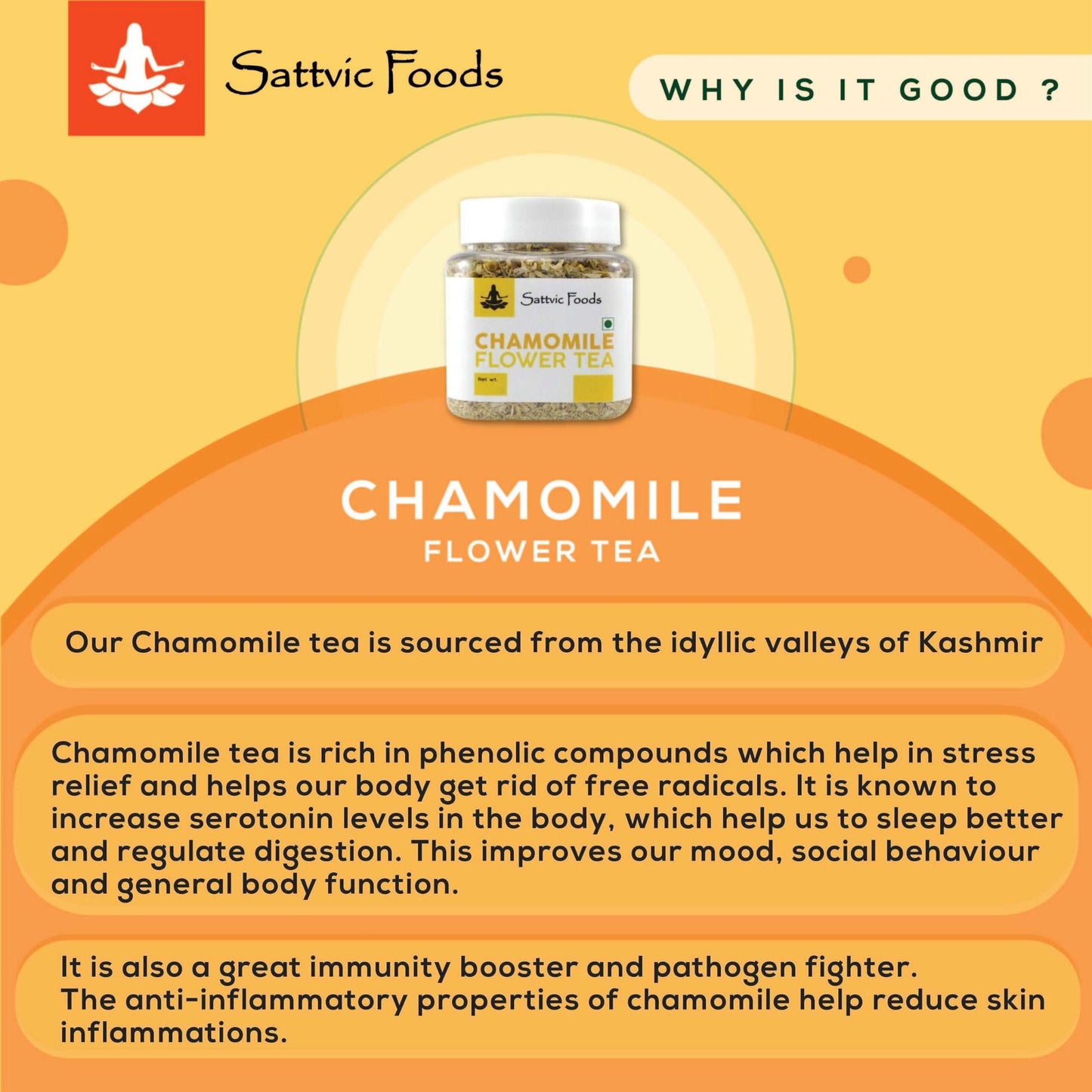 Chamomile Flowers - Herbal Tea (Kashmir) Sattvic Foods