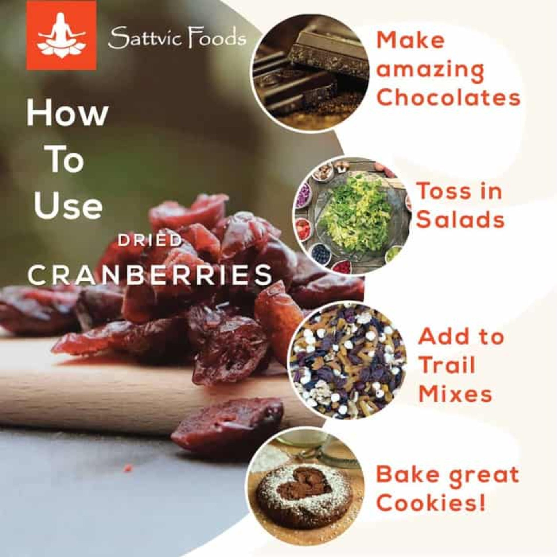 Dried Cranberries (from Canada) Sattvic Foods