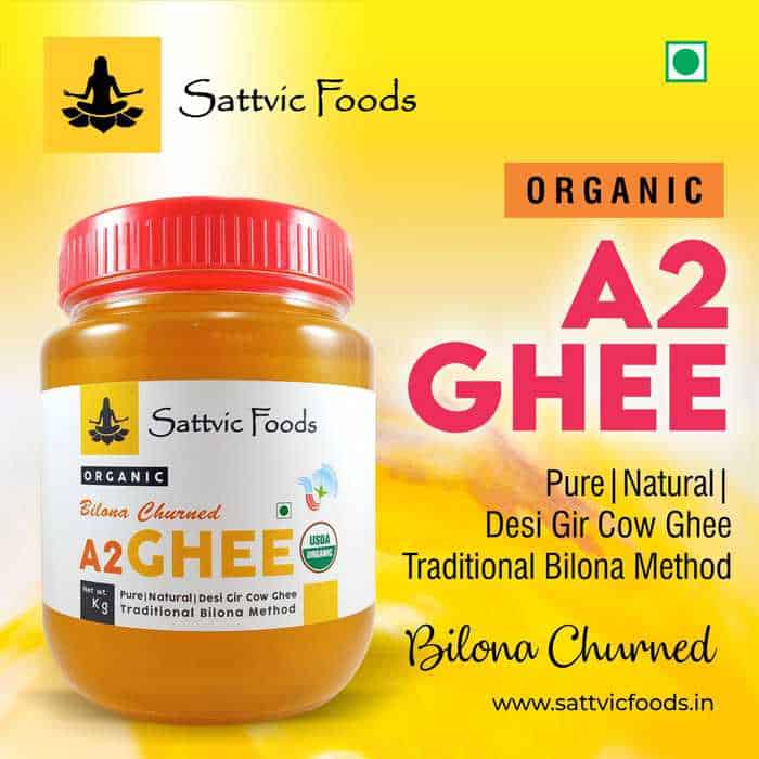Organic A2 Desi Gir Cow Ghee (Traditional Bilona Method) Sattvic Foods