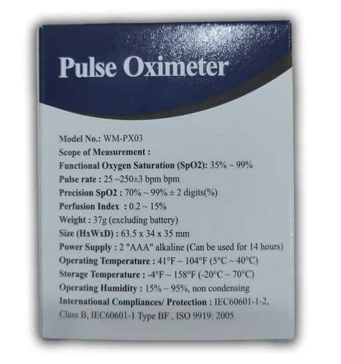 Pulse Oximeter (Made in India - 1 yr National Warranty) Walnut Medical