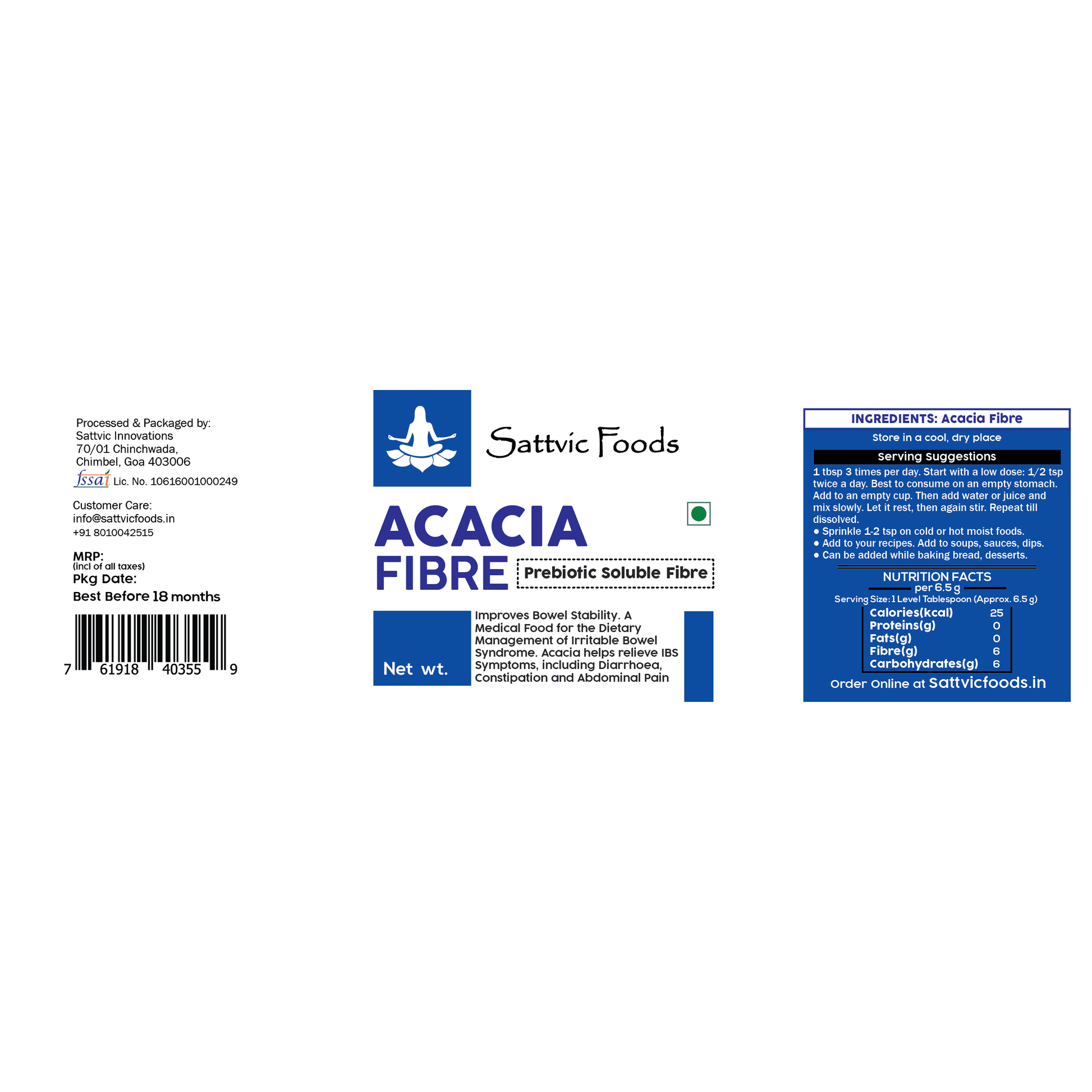 Acacia Fibre (Ayurvedic Digestion Support) Sattvic Foods