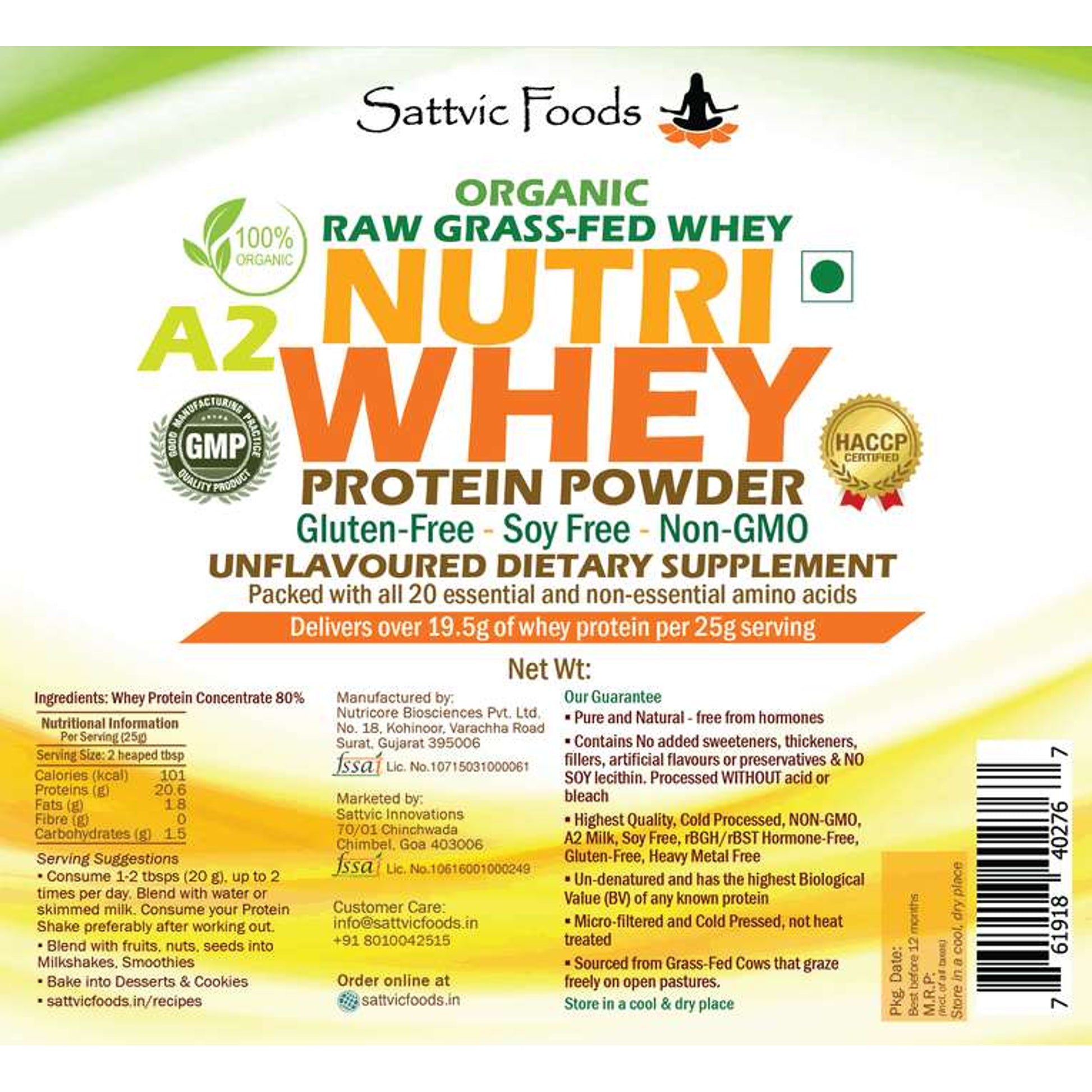 Organic A2 Whey Protein Concentrate 80% Sattvic Foods