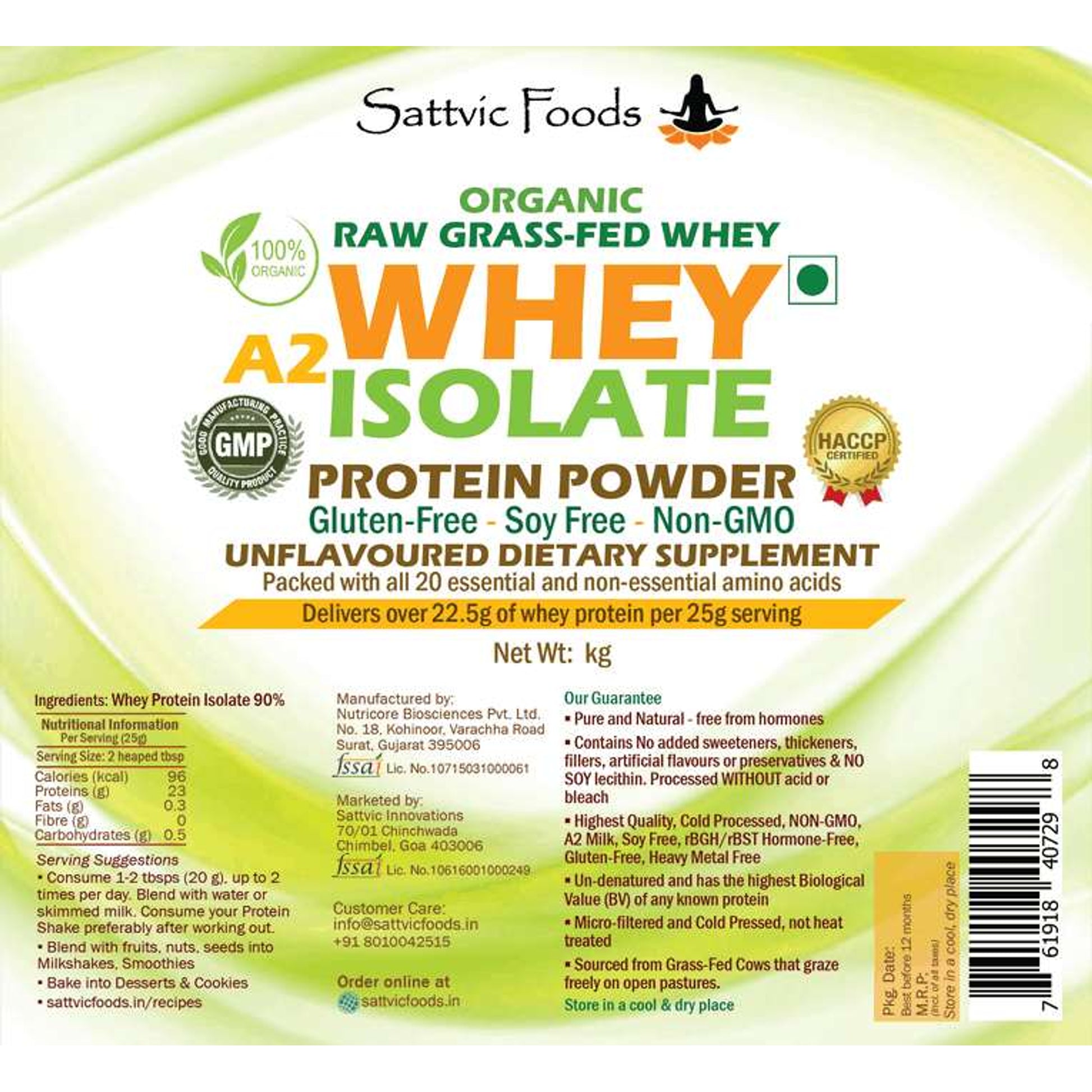 Organic A2 Whey Isolate 90% Sattvic Foods