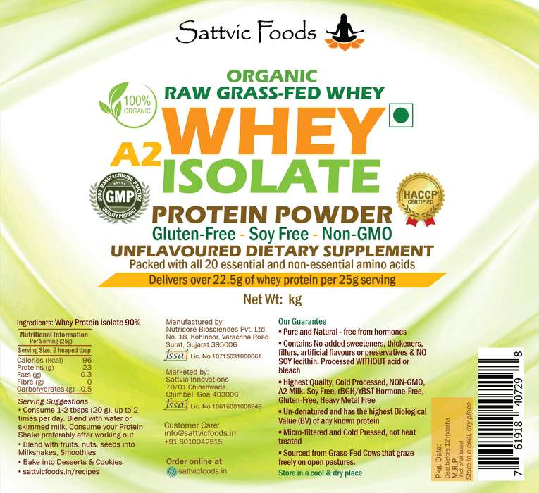 Organic A2 Whey Isolate 90% Sattvic Foods