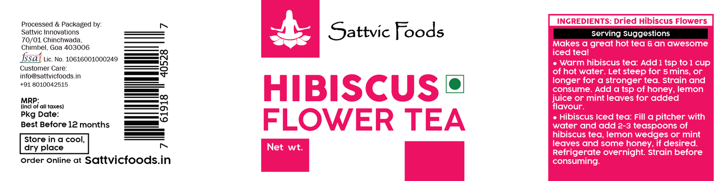 Hibiscus Flowers - Herbal Tea (Kashmir) Sattvic Foods