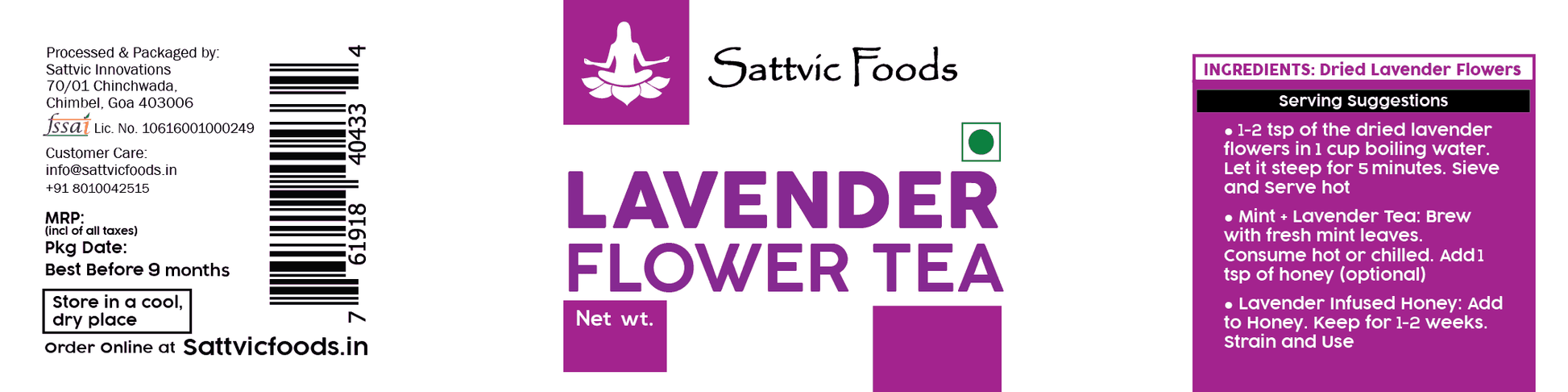 Lavender Flowers - Herbal Tea Sattvic Foods