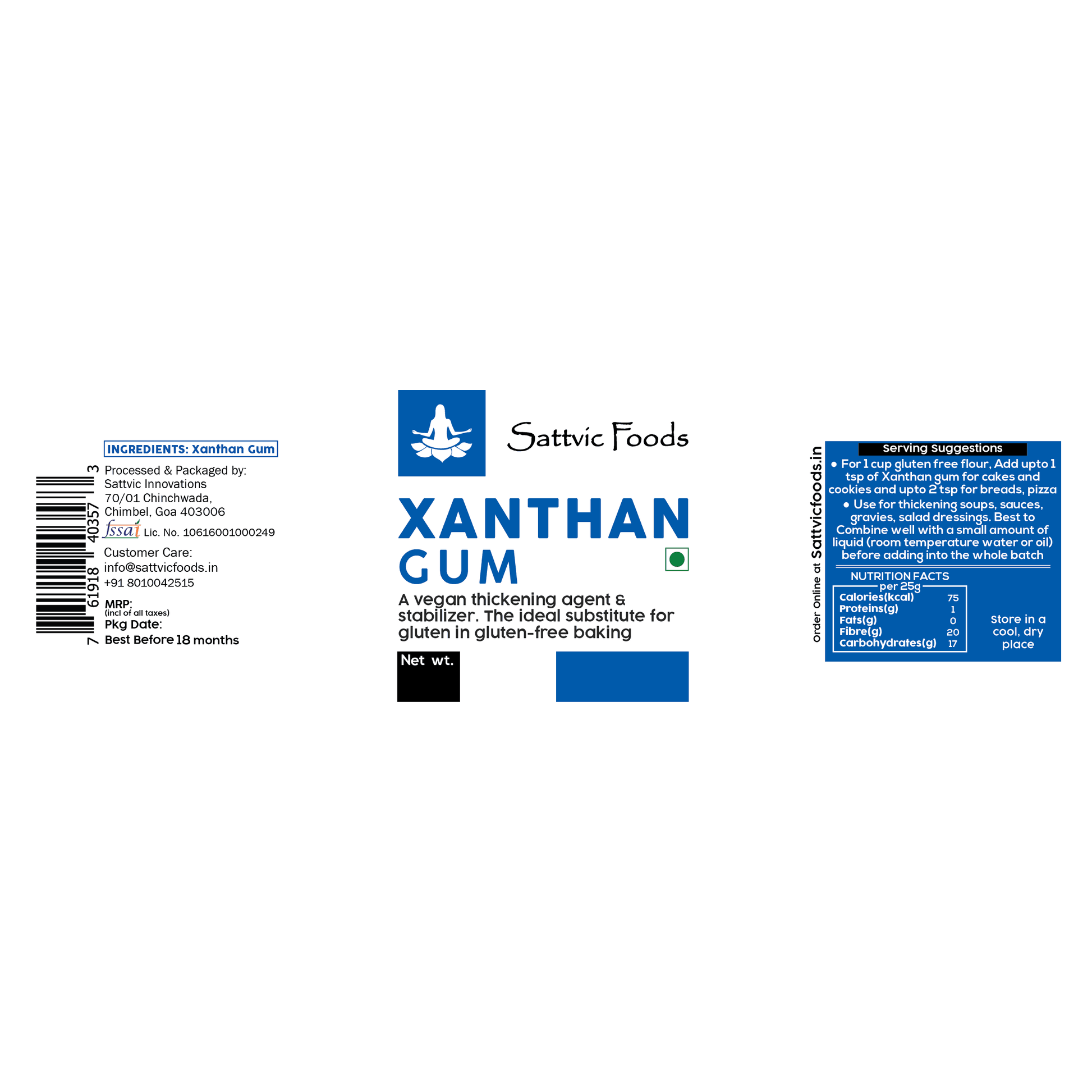 Xanthan Gum (Gluten-free/Vegan thickening) Sattvic Foods