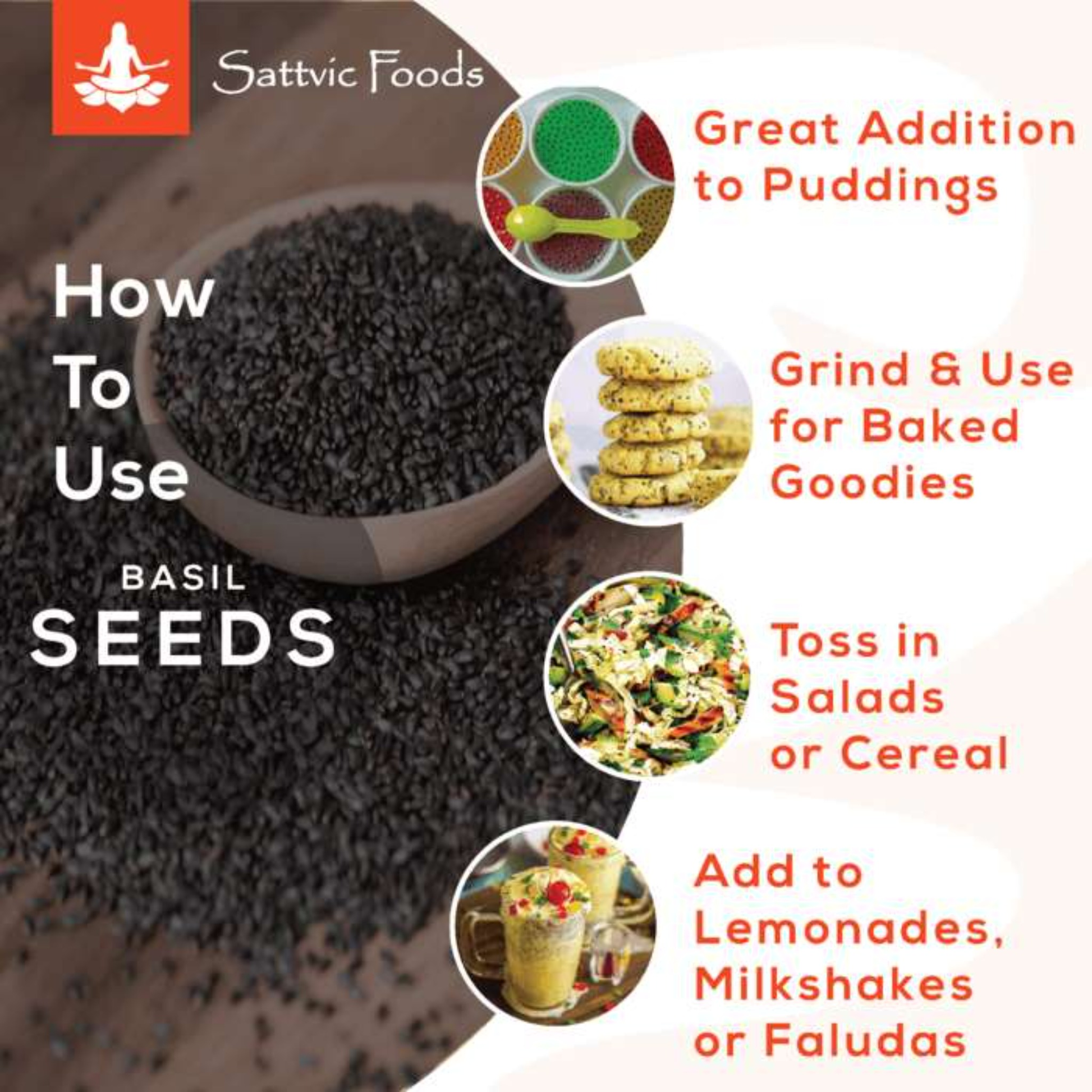 Basil Seeds (Sabja / Indian Chia seeds) Sattvic Foods
