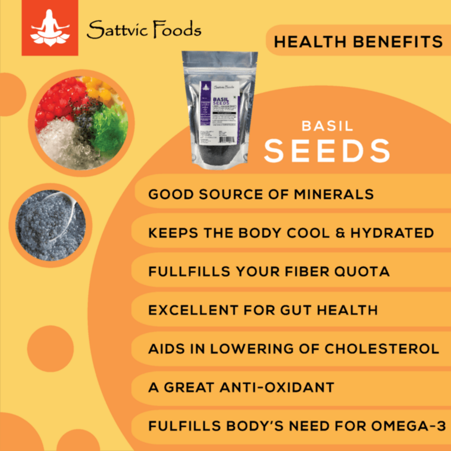 Basil Seeds (Sabja / Indian Chia seeds) Sattvic Foods