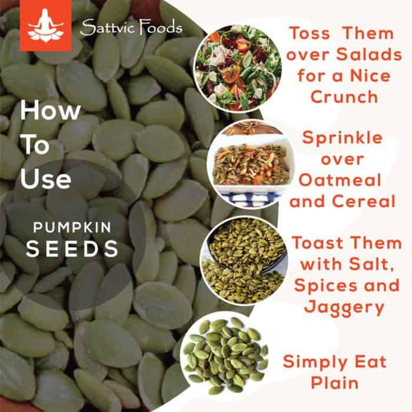 Green Pumpkin Seeds (No Shell) Sattvic Foods