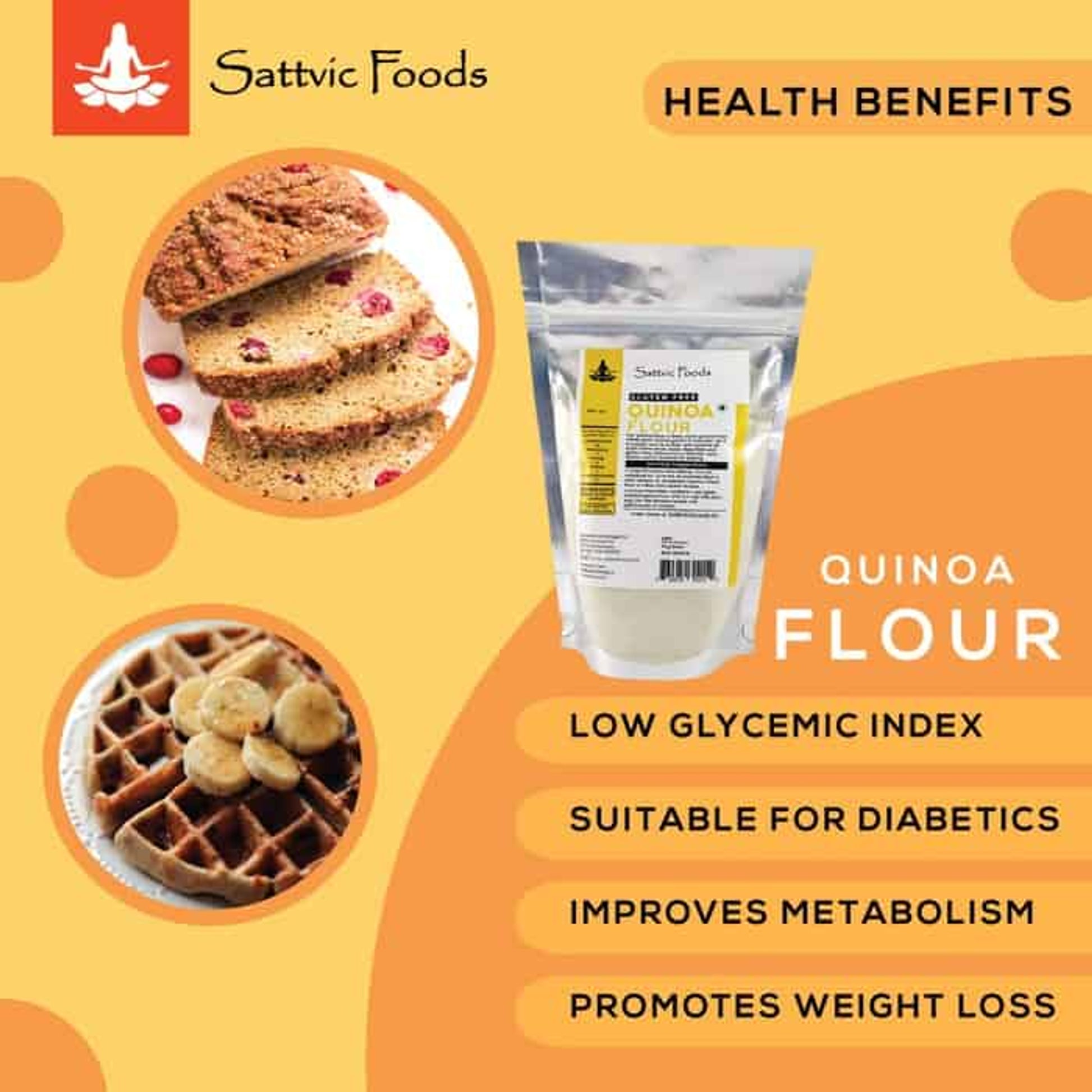 Quinoa Flour (Gluten-free / Stone Ground / Certified Organic) Sattvic Foods