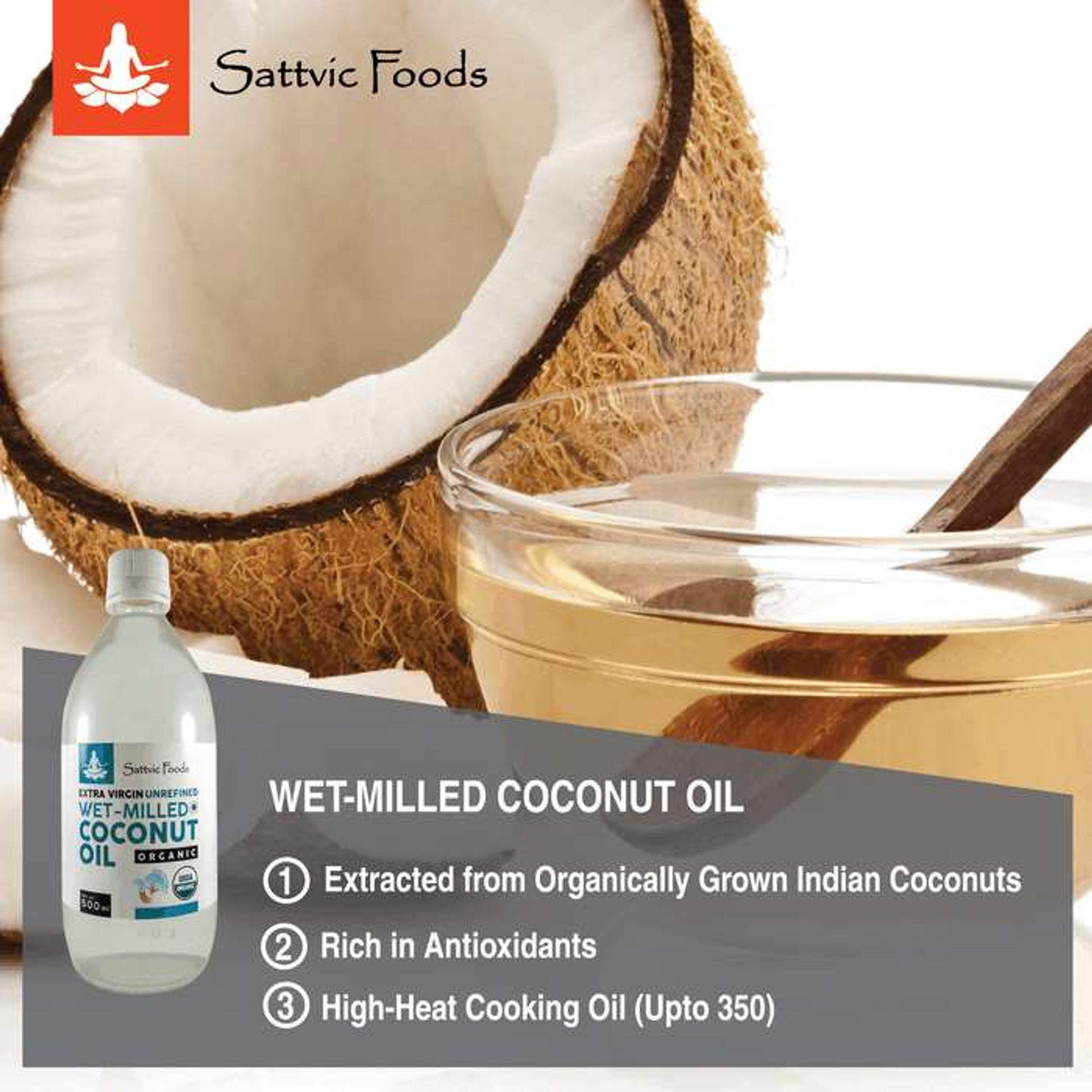 Organic Wet-Milled Cold Pressed Coconut Oil Sattvic Foods