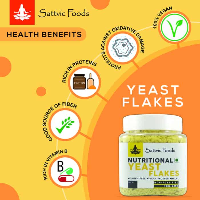 Nutritional Yeast Flakes - Non Fortified, Non GMO, Vegan, Gluten-Free Sattvic Foods