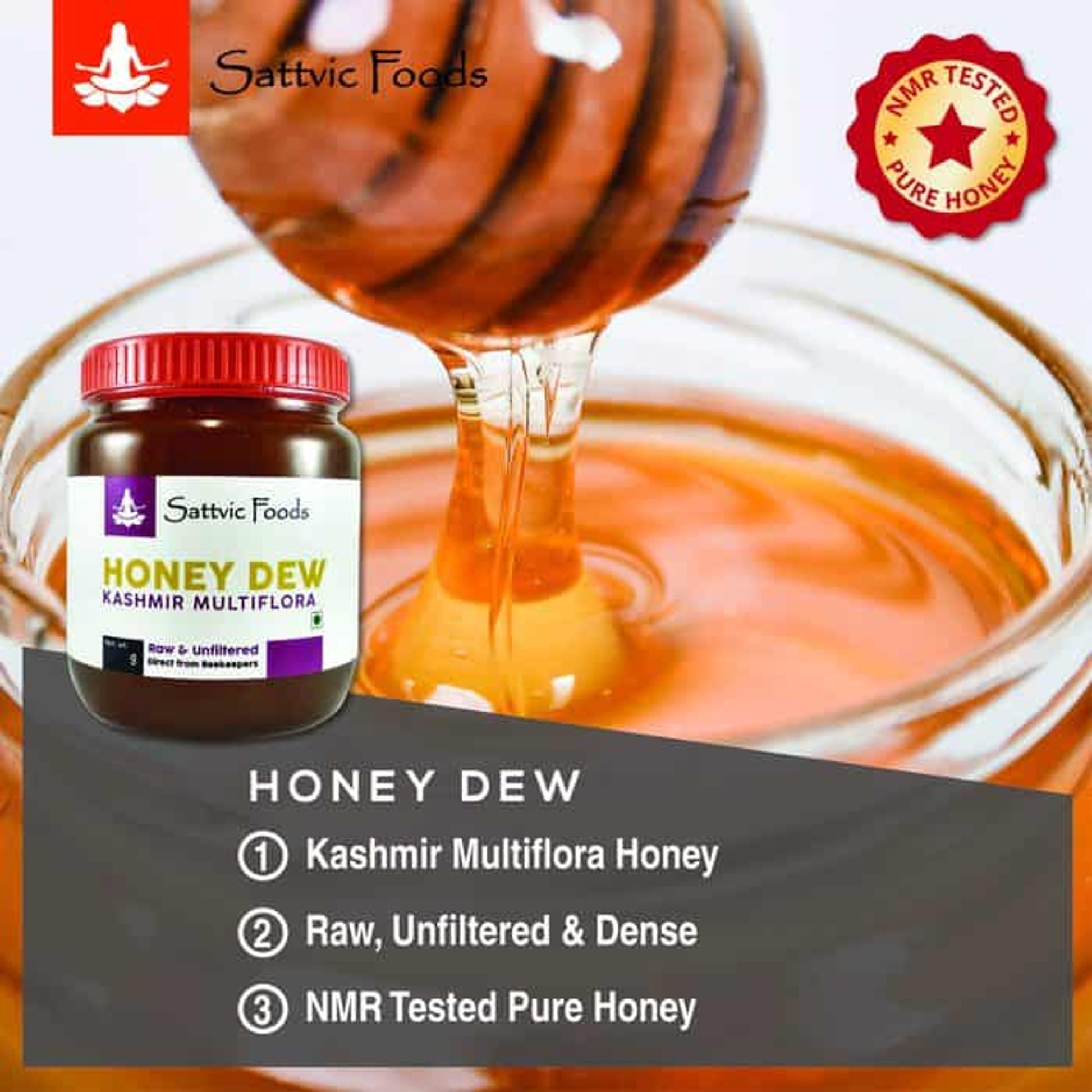 Honey Dew (Kashmiri Wildflower Honey) NMR Tested for Purity Sattvic Foods