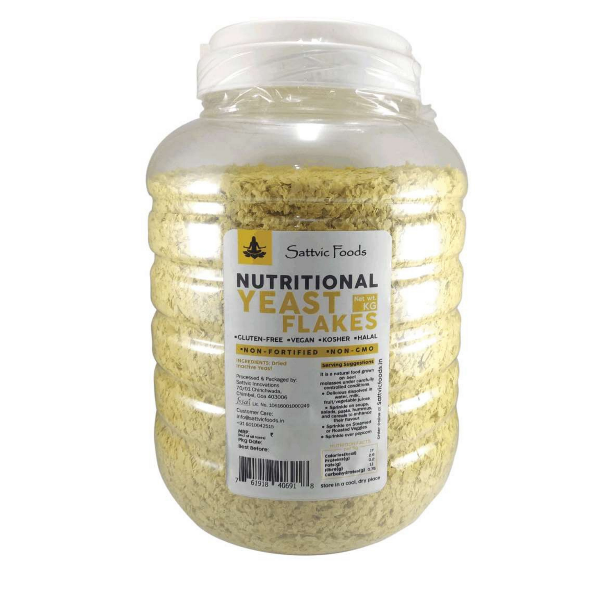 Nutritional Yeast Flakes - Non Fortified, Non GMO, Vegan, Gluten-Free Sattvic Foods